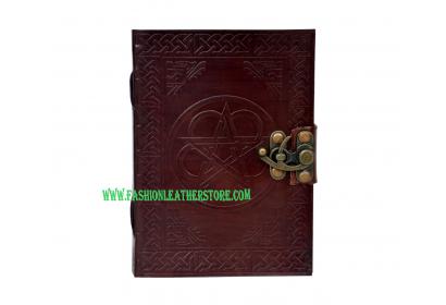 Handmade Celtic Shadow Genuine Leather Journal Parchment Paper Brown Pentagram Diary Notebook 